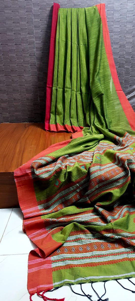 Bengal Handloom Pure Cotton saree with beautiful hand weaved work.