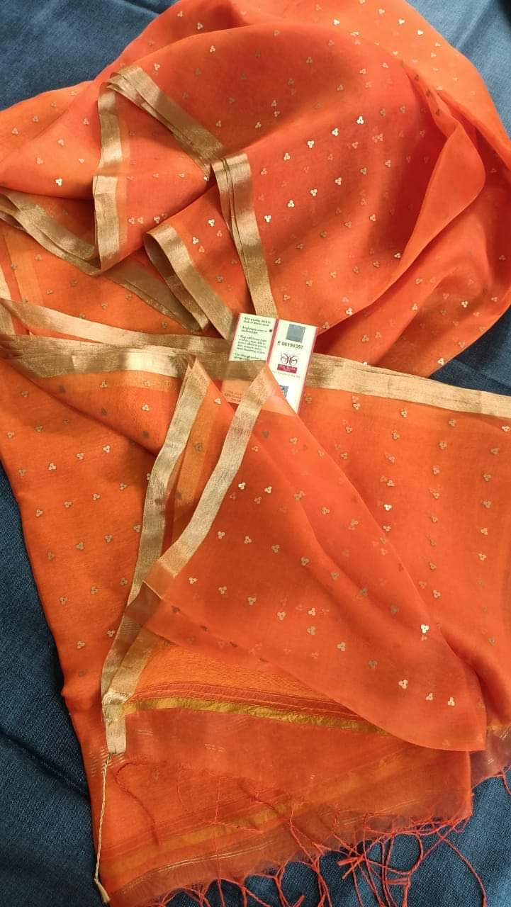 Bengal Handloom Pure Muslin Silk Saree With ( Silk Mark Certified)