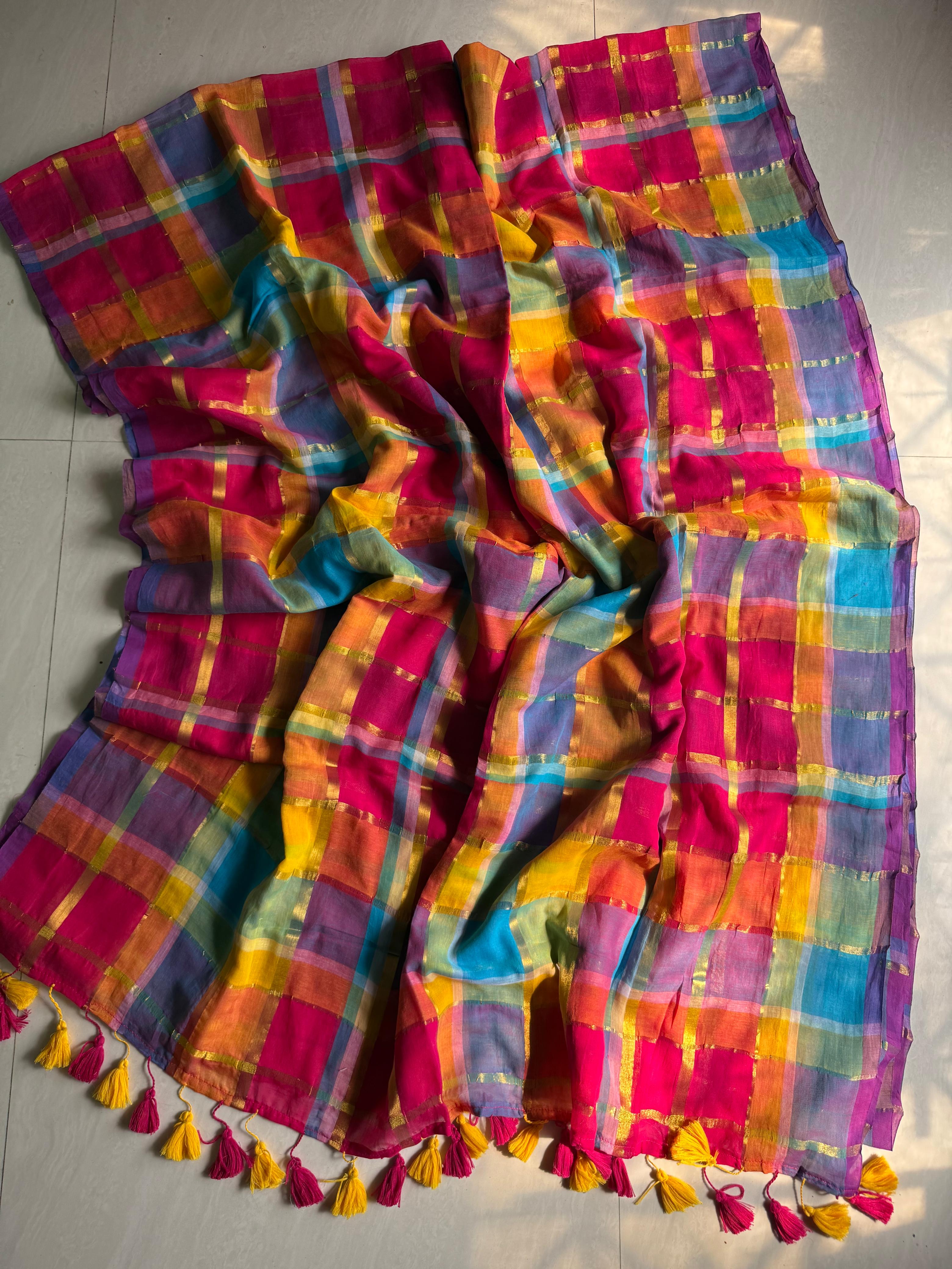 Beautiful Cotton Mulmul Saree Without blouse