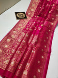 Banarasi Semi Katan Georgette Meenakari flowy Silk Saree