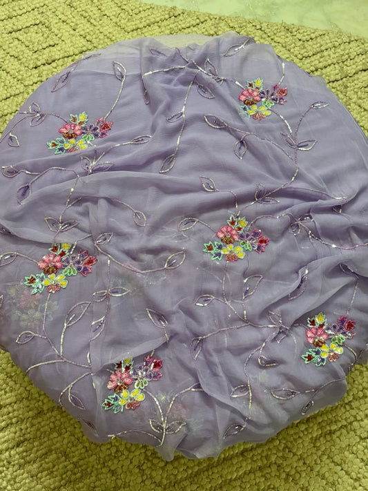 Pure Jaipuri Chiffon Jaal Work Saree With Blouse