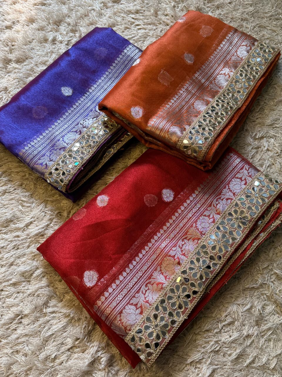Banarasi Glass tissue silk saree with  lace work
