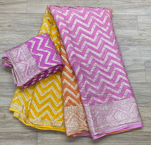 Georgette Zig Zag Pattern Saree