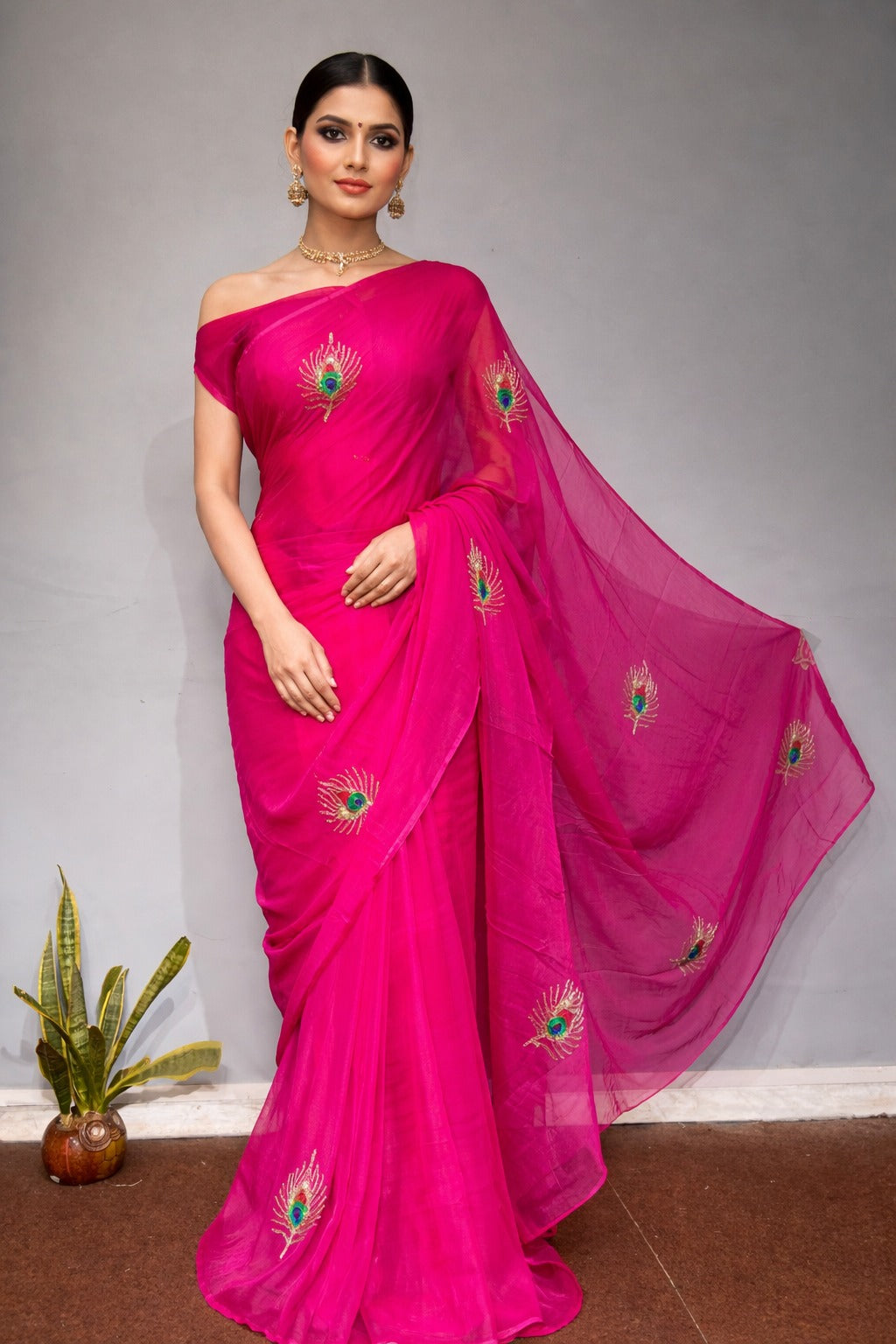 Pure Jaipuri Chiffon Saree
