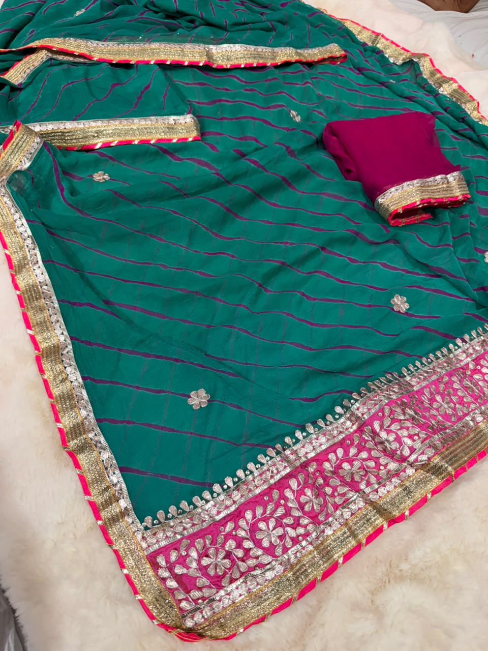 Georgette Gota Patti Work  Saree With Blouse