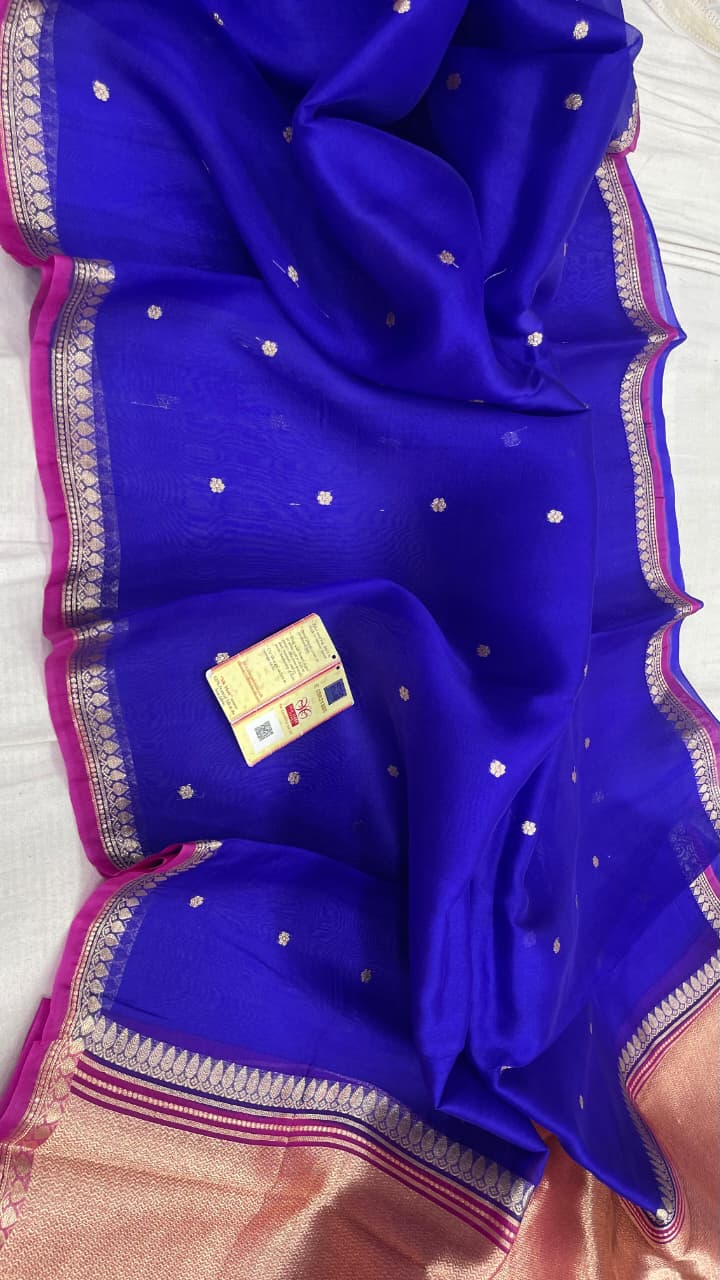 Pure Handloom banarasi  kora Silk Saree With Blouse