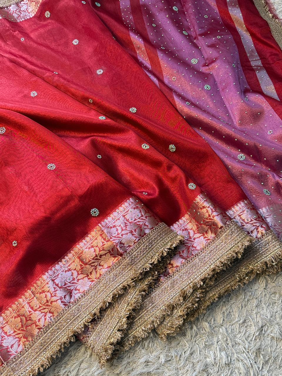 Banarasi Tissue Silk Saree With lace work border
