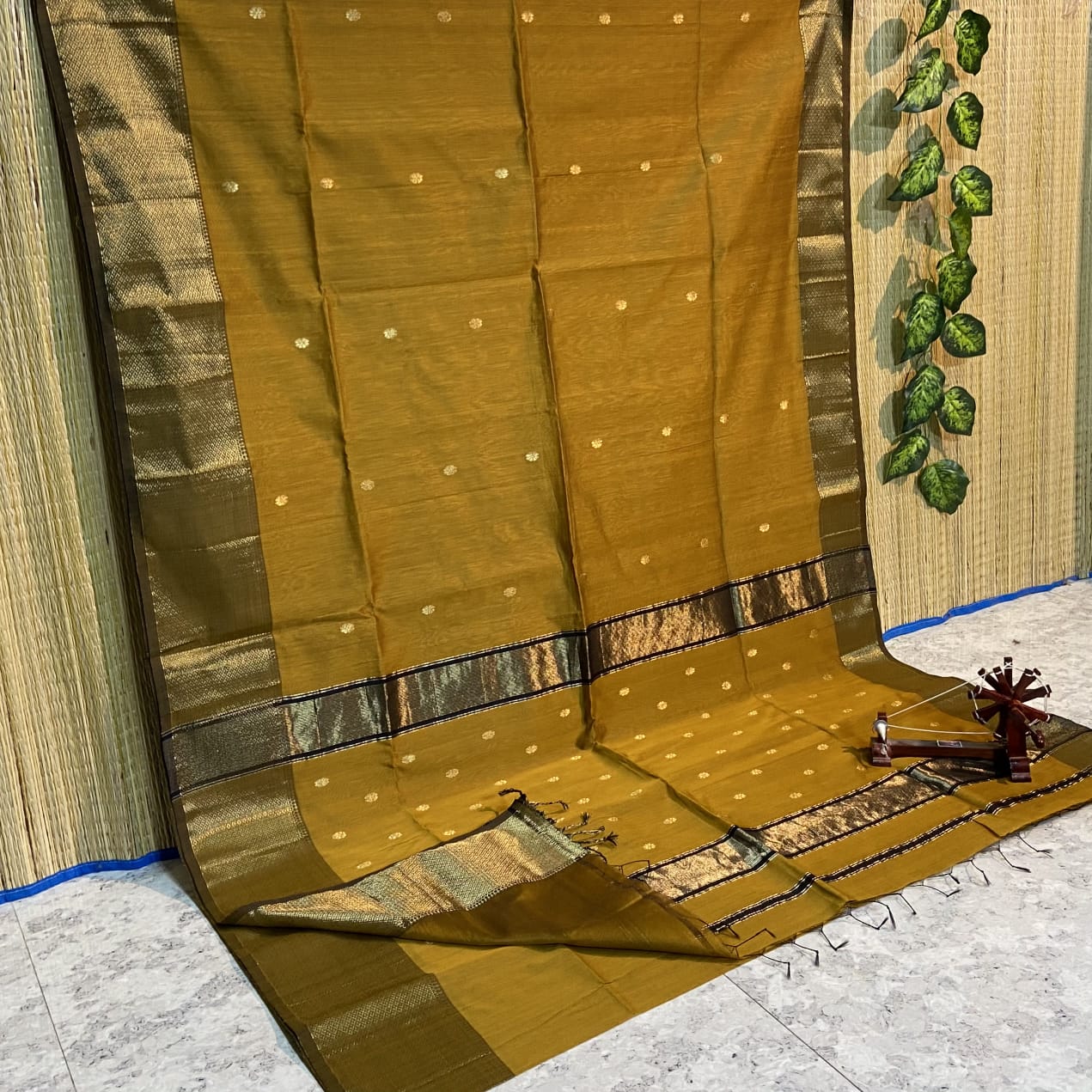 Maheshwari Cotton Silk Zari Work Saree With Blouse