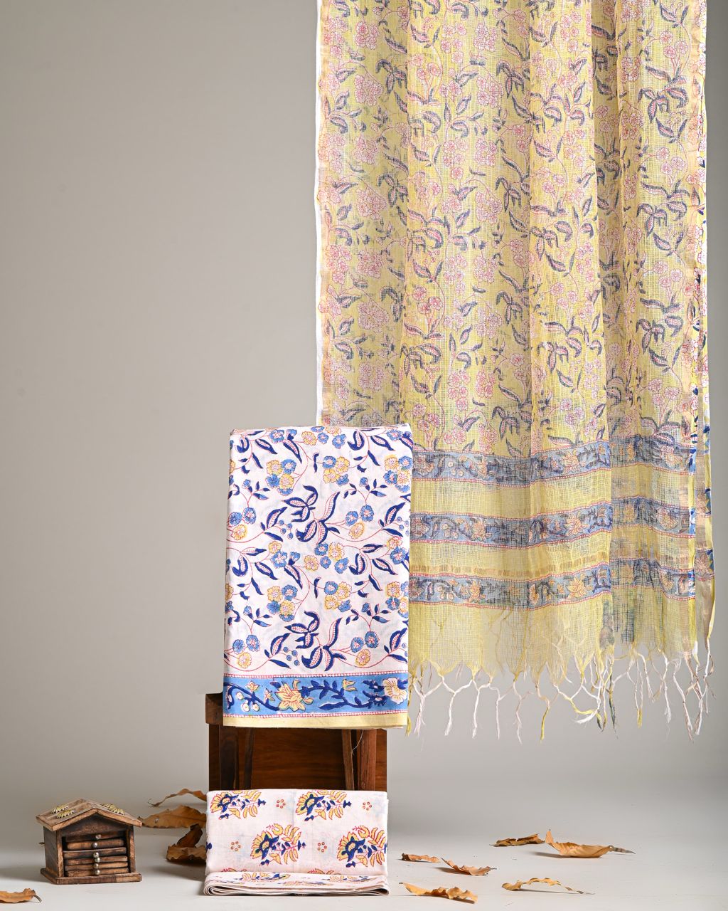 Pure Cotton Hand Block Print Suit With Kota Doriya Dupatta