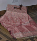 Pure Linen Silk Hand Embroidery Work Saree With Blouse