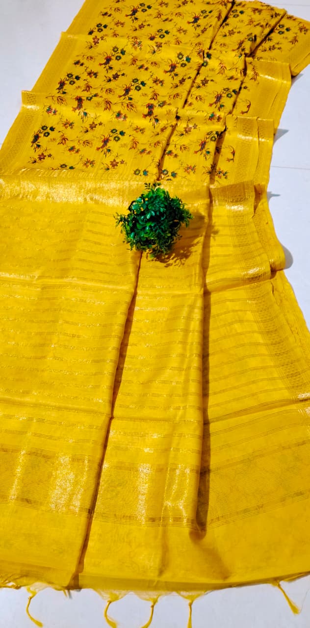 Bhagalpuri Kota silk hand block print saree