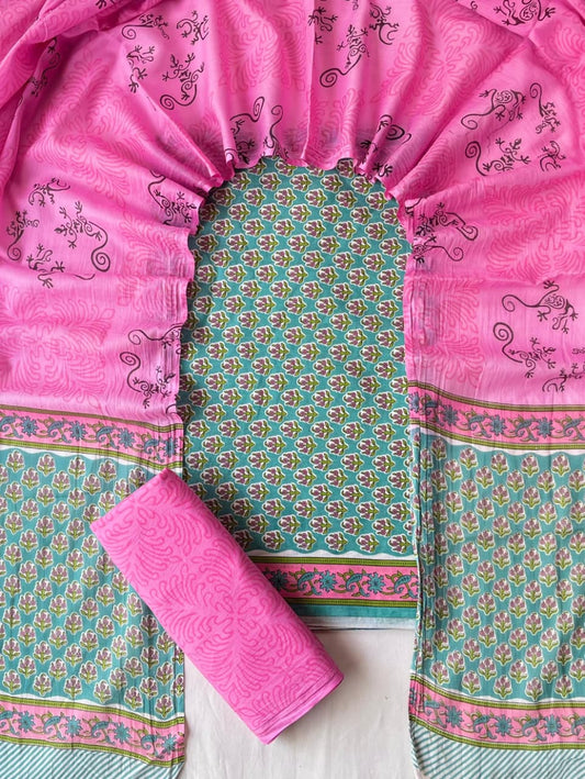 Exclusive new hand block printed cotton suits with cotton duptta