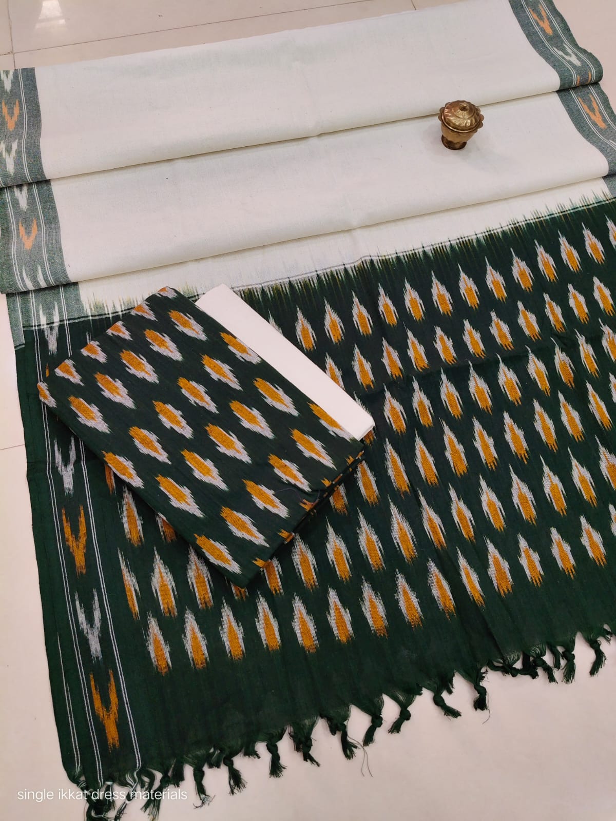 Pure  ikkat Cotton Unstitched Suit With Dupatta