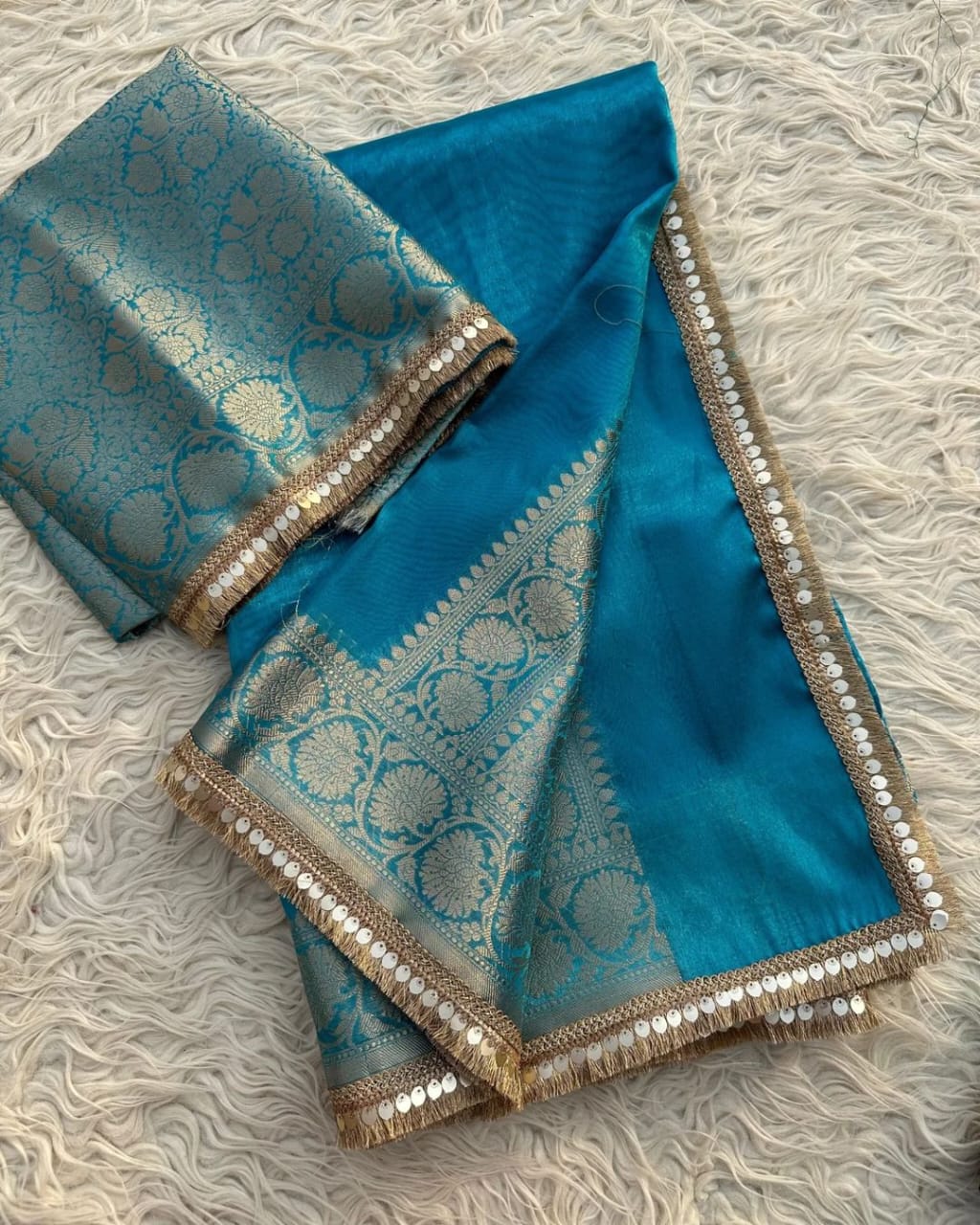 Banarasi Tissue Silk Saree With lace work border