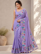 Beautiful Hand Stitch Pure Mul Cotton Saree Without blouse