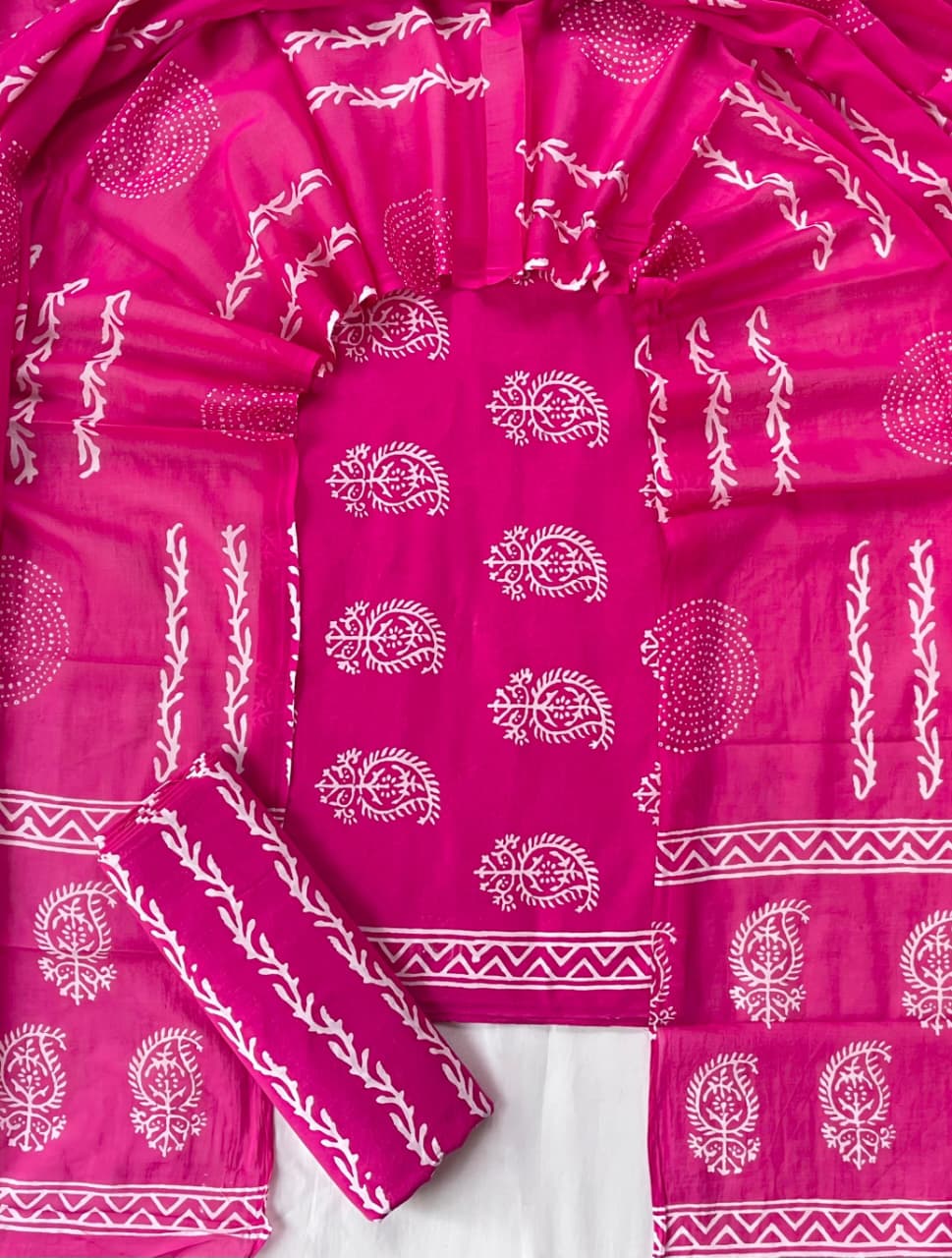 Exclusive new hand block printed cotton suits with cotton duptta