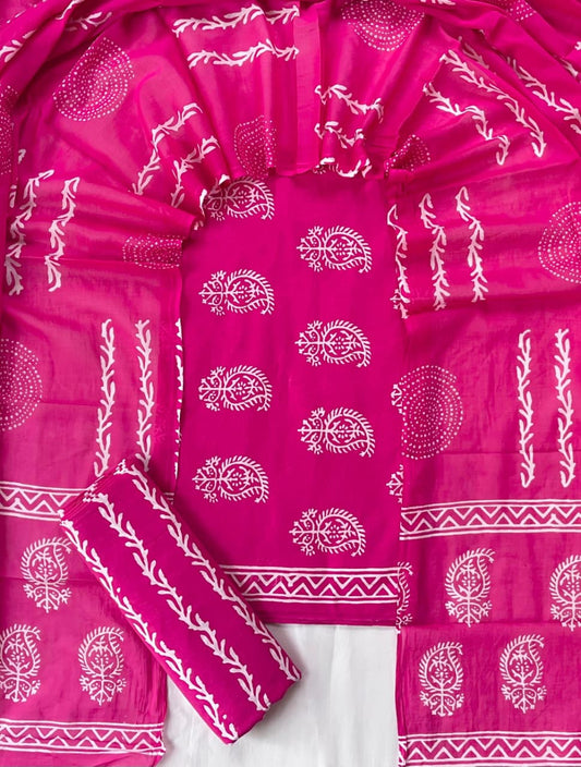 Exclusive new hand block printed cotton suits with cotton duptta