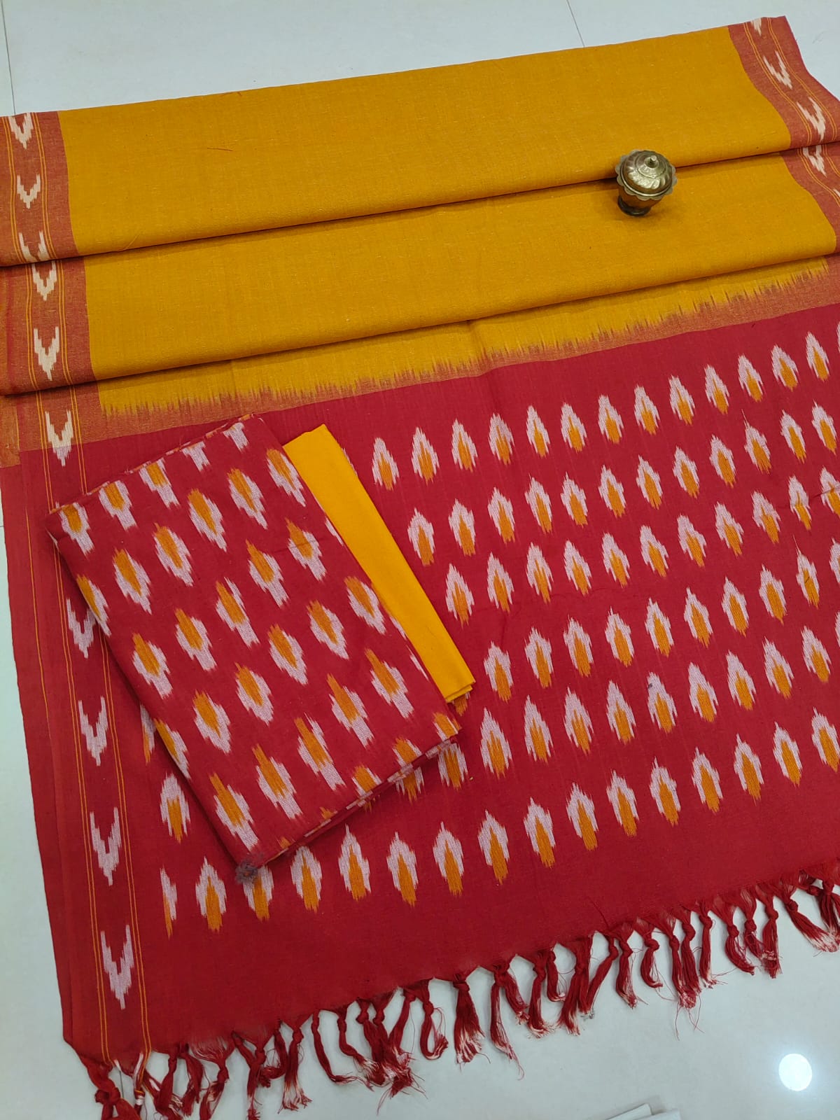 Pure  ikkat Cotton Unstitched Suit With Dupatta