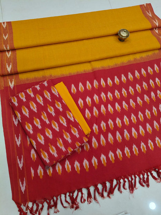 Pure  ikkat Cotton Unstitched Suit With Dupatta