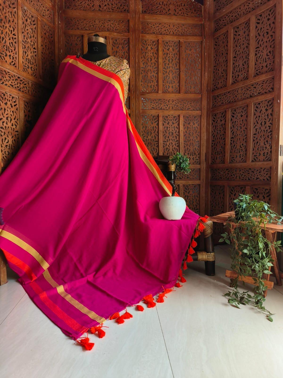 Beautiful Cotton Mulmul  Saree