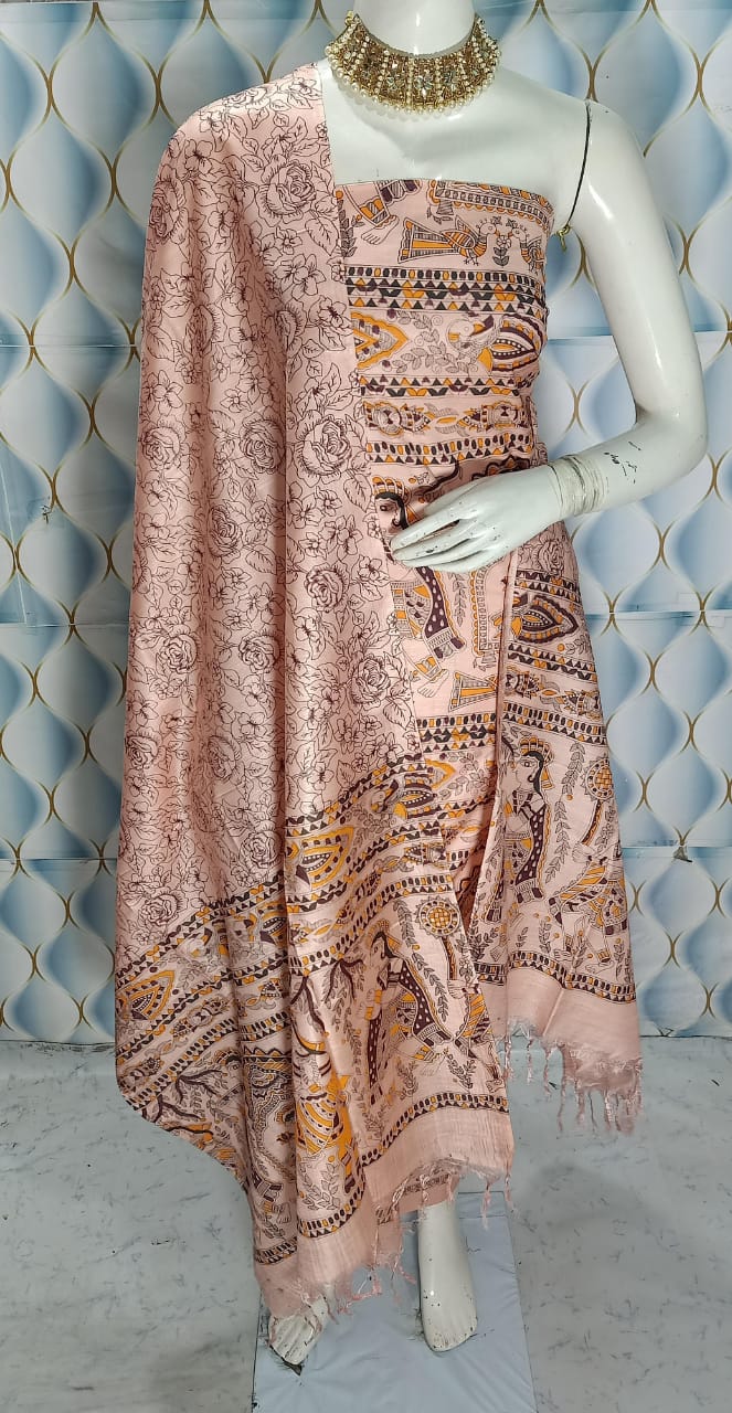 BHAGALPURI   KATAN MADHUBANI PRINT UNSTITCHED SUIT