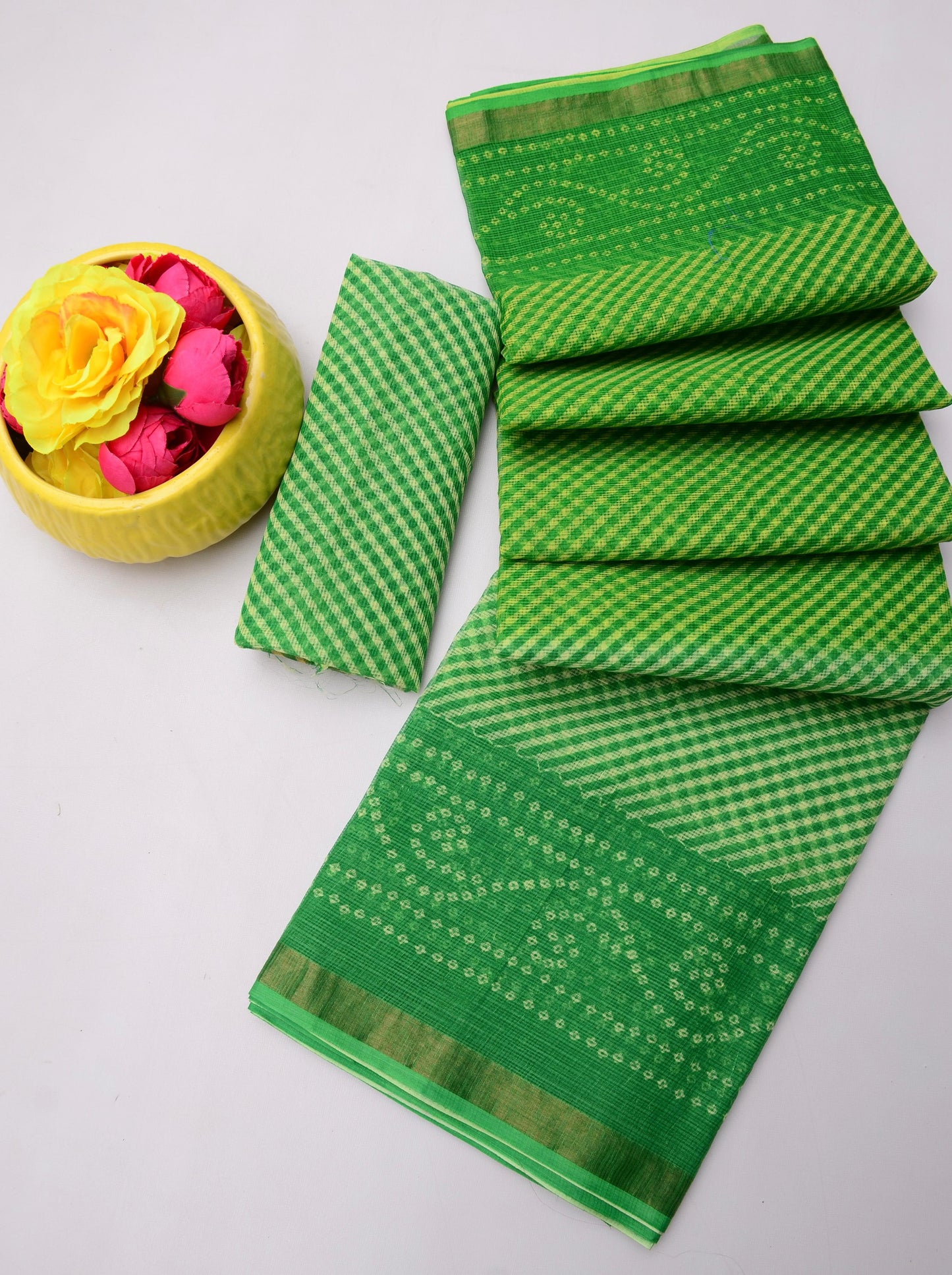 Pure Cotton Kota Doria Kalam Kari Floral Print Sarees