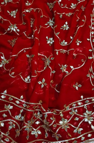 Pure Diamond Chiffon Gota Patti  Work Saree With Blouse