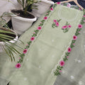 Pure Kota-Doria Unstitched Suit with Embroidery Work