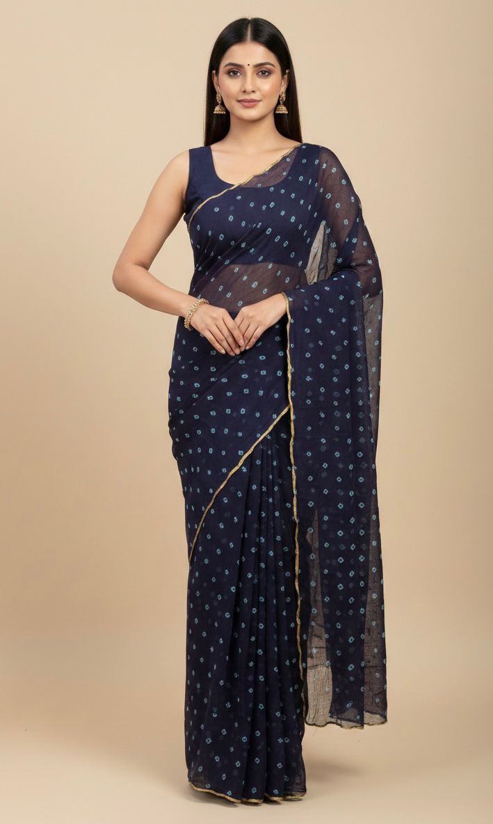 Pure Jaipuri Chiffon Saree