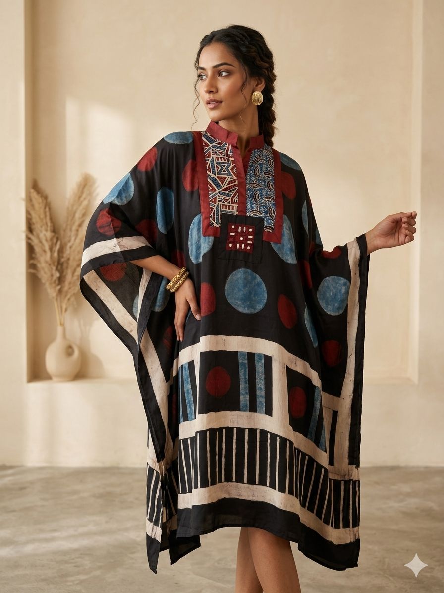 Pure Modal Silk Handblock Printed Kaftans Stitched suit