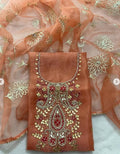 Organza Hand Work Unstitched Suit