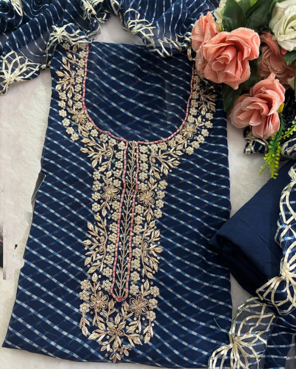 Designer Georgette Suit Set with Gota Patti Work