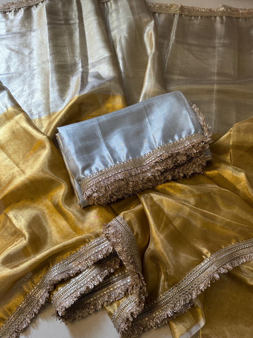 Banarasi Tissue Silk Saree With lace work border