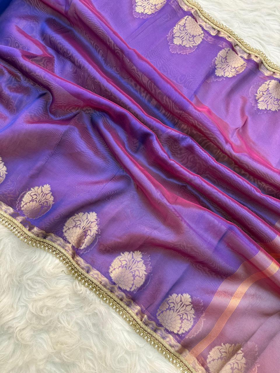 Banarasi Tissue Silk Saree With lace work border