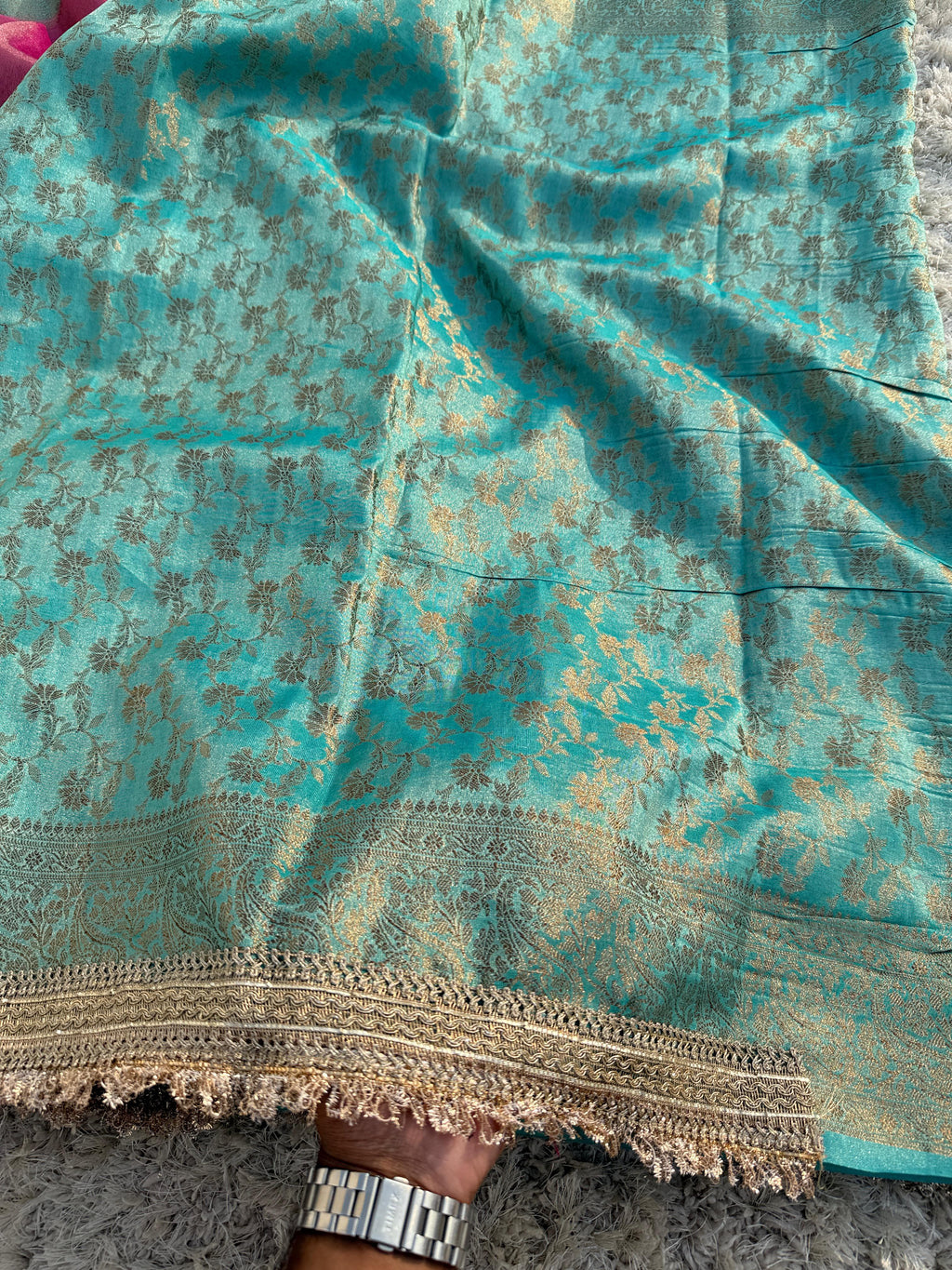 Banarasi Maharani katan tissue soft silk saree  Dual shade saree with lace work