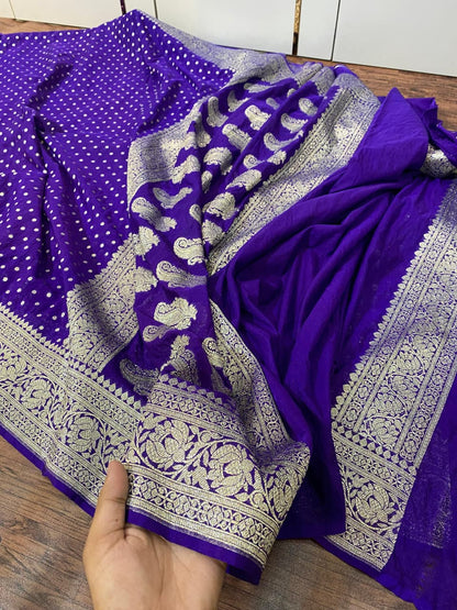 Banarasi Semi Khaddi Katan Georgette Soft Silk Saree