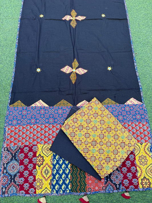 Ajrakh print cotton top With ajrakh mirror work  dupatta