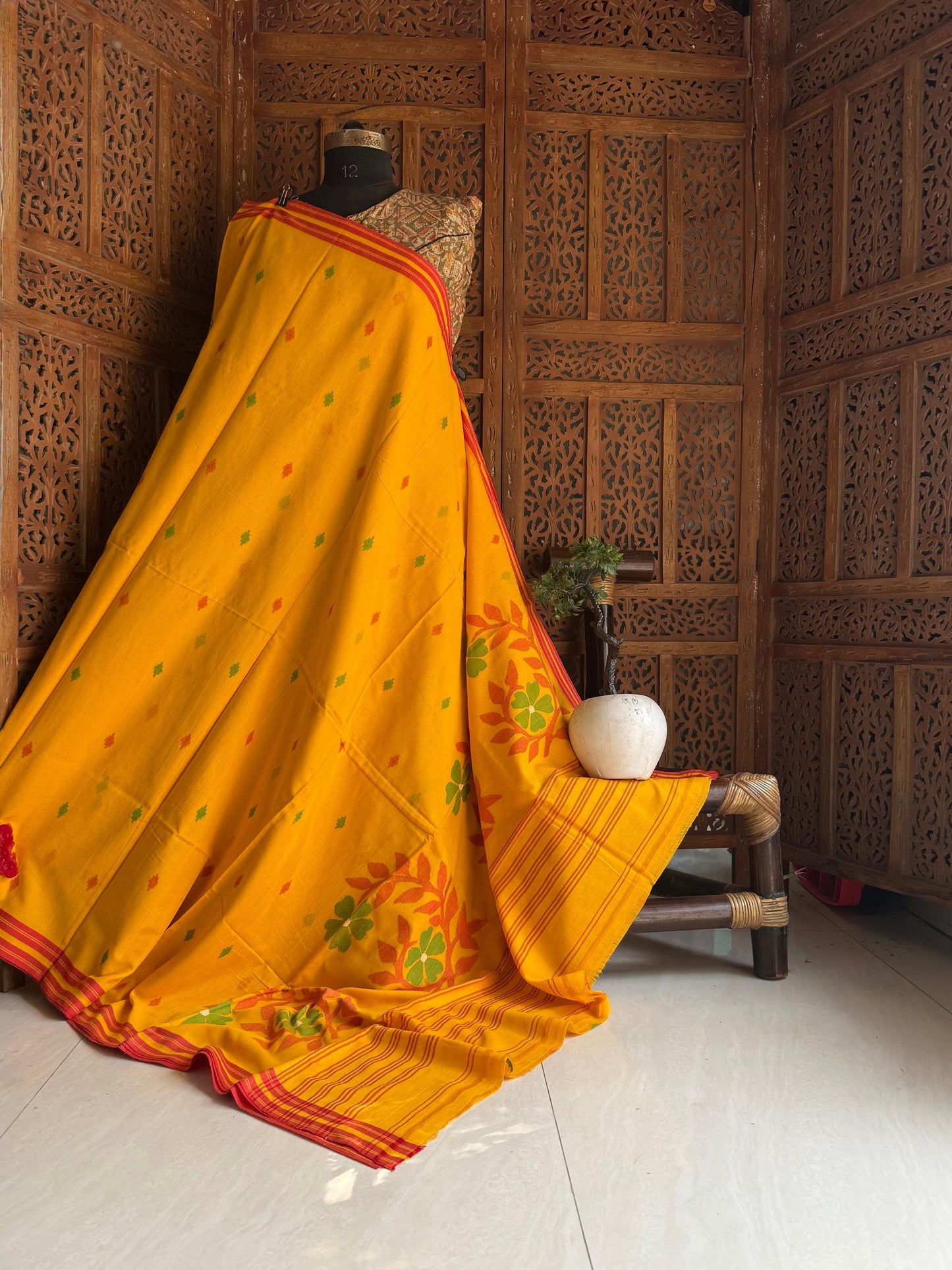 Pure Cotton needle work jamdani Saree