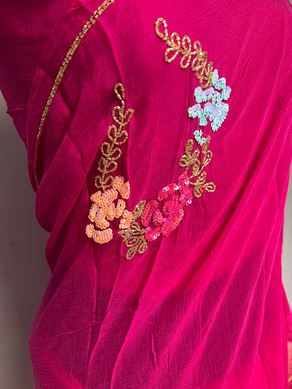 Pure Jaipuri Chiffon Saree