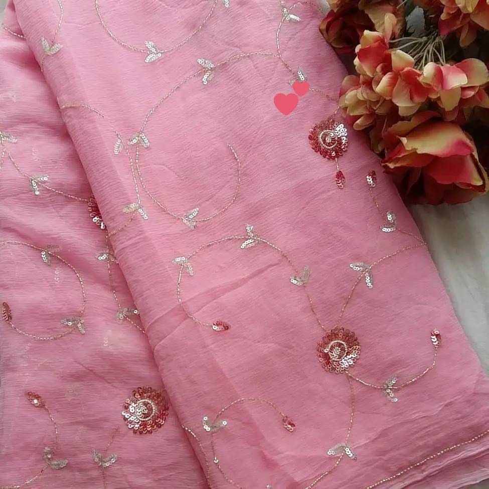 Pure Chiffon Jaipuri Beautiful Jaal  Work Saree With Blouse