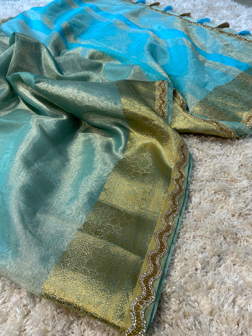 Banarasi tissue soft silk saree  with lace work
