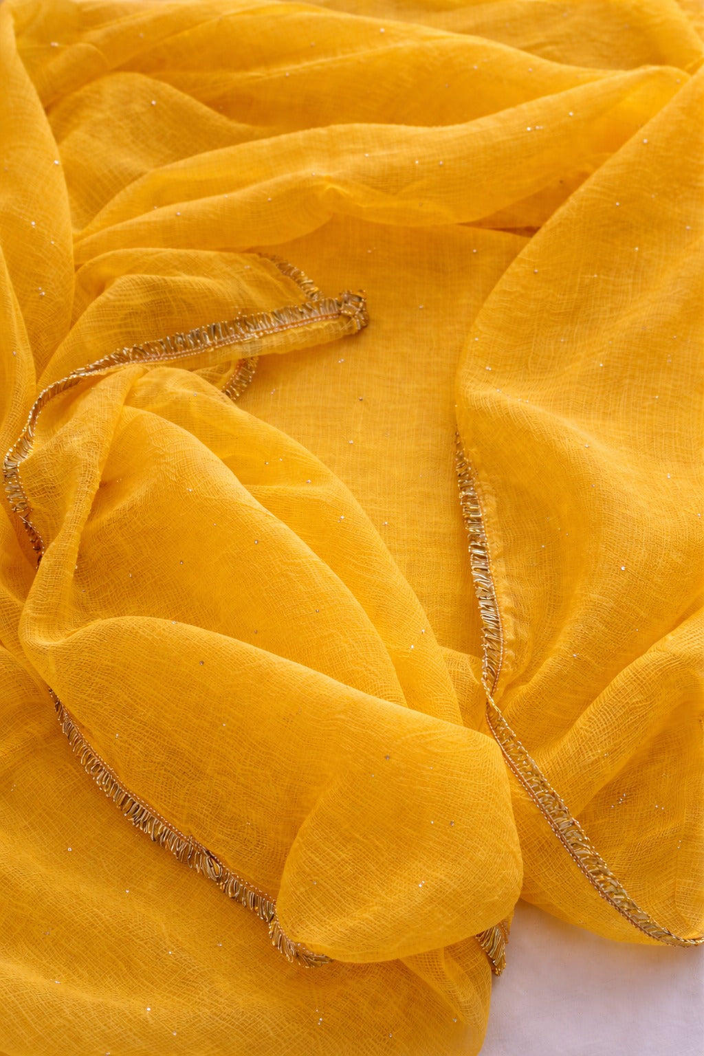 Pure Kota doria 3 pc Unstitched Suit with Mukaish work With shantoon bottom