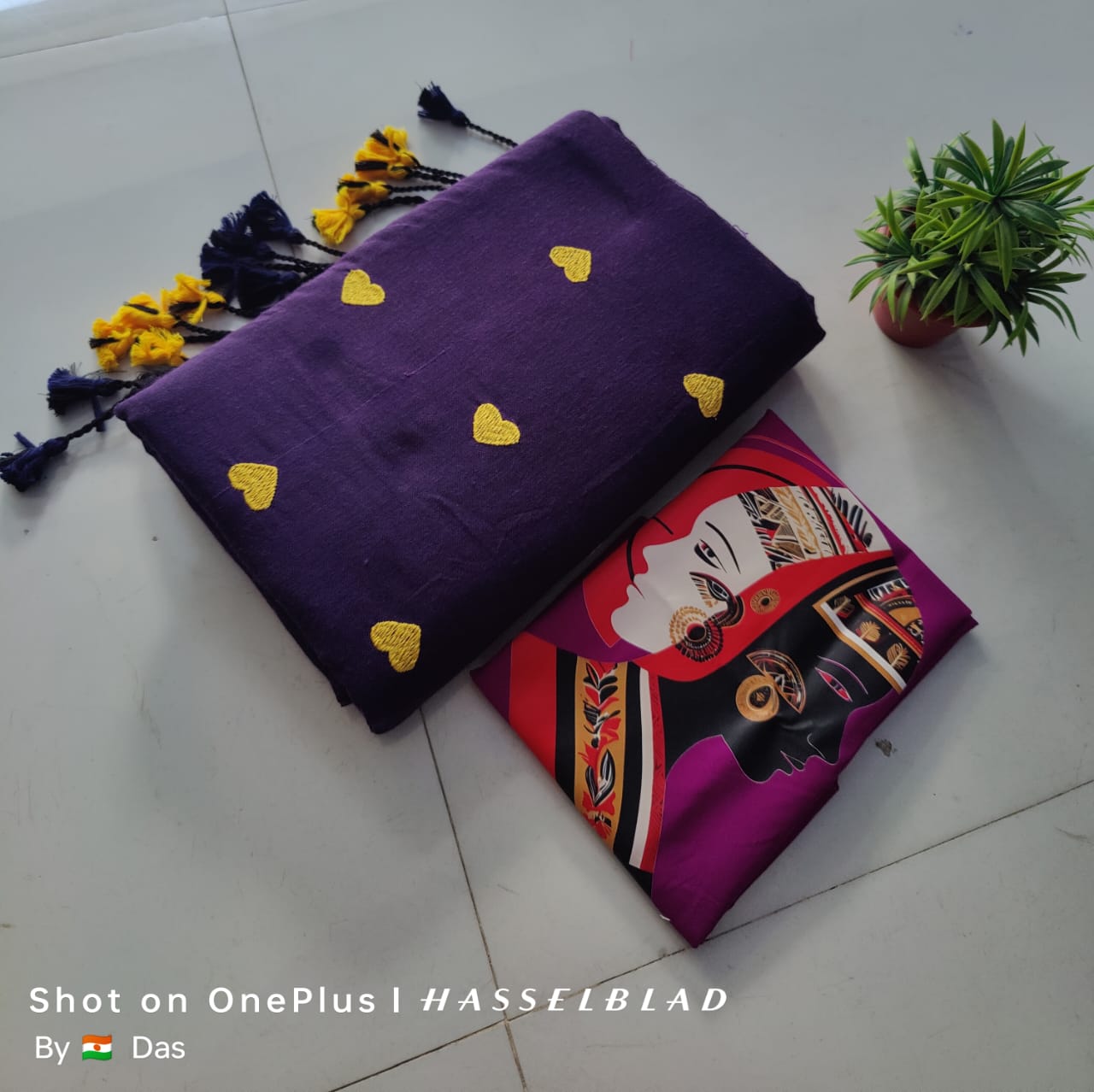 Beautiful Love Embroidery  Khaddi Cotton Saree