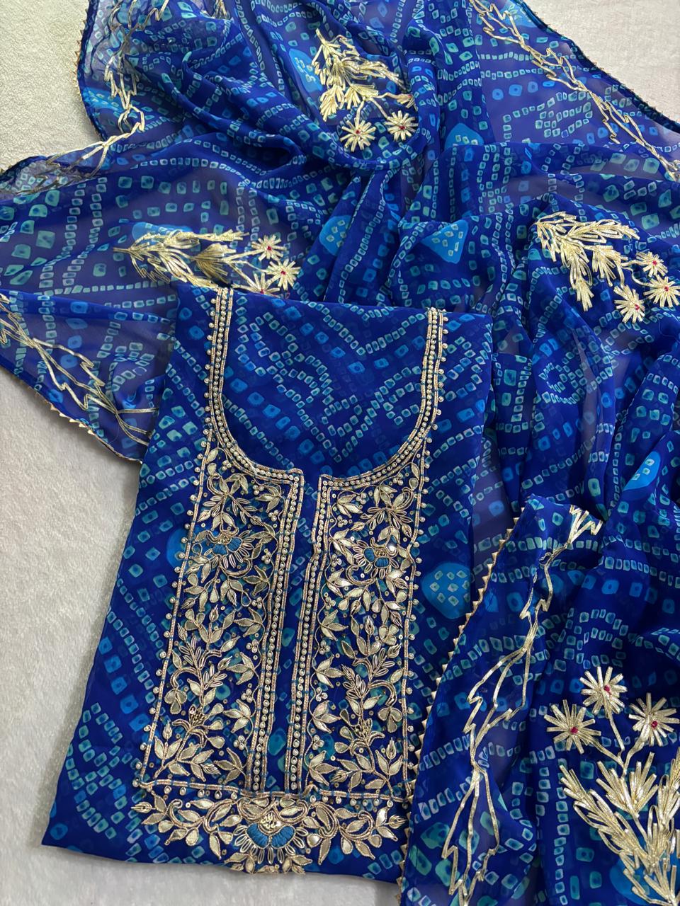 Designer Georgette Suit Set with Gota Patti Work