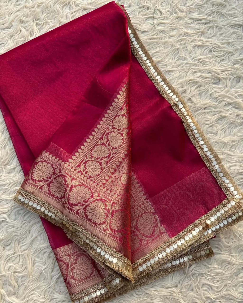 Banarasi Tissue Silk Saree With lace work border