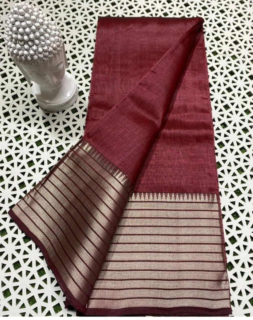 Pure Cotton Silk Mangalagiri Saree With Running Blouse .