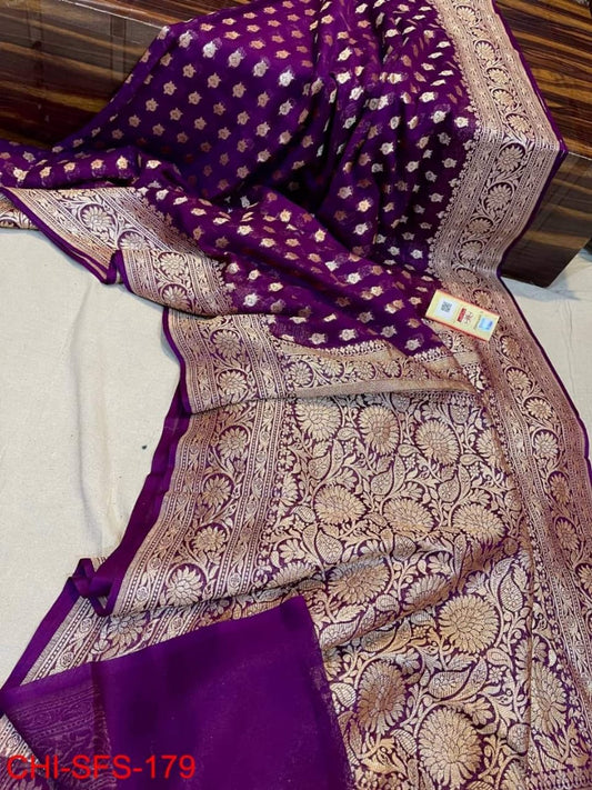 Banarasi  Georgette   Soft  Silk Saree With Zari Work