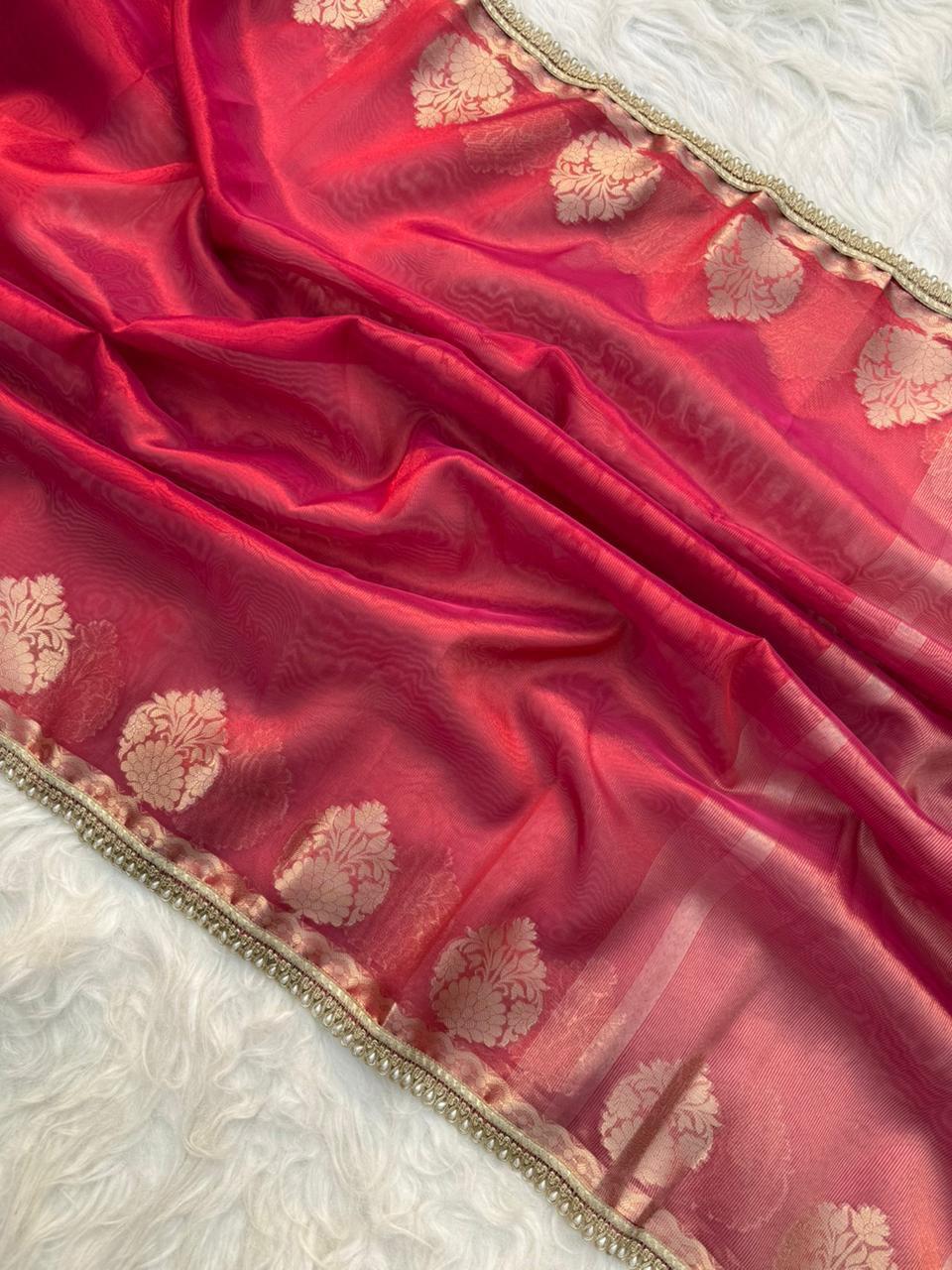 Banarasi Tissue Silk Saree With lace work border