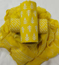 Pure cotton hand-block print suit with Chiffon dupatta