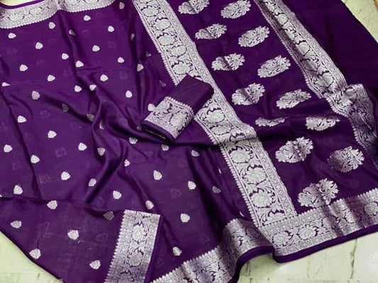 Banarasi  Georgette   Soft  Silk Saree With Zari Work